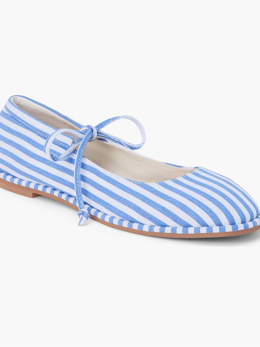 Coconuts by Matisse Blue & White Striped Ballet Flat with Bow Tie